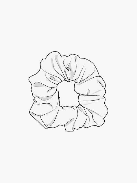 "White Scrunchie " Sticker by doces19 | Redbubble How To Draw A Scrunchie, Scrunchie Sketch, Scrunchies Logo, Scrunchie Drawing, Scrunchies Design, Scrunchies Stickers, Scrunched Hair, Baby Sketch, White Scrunchie