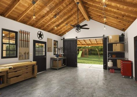 2020 Garage Updates You Can Do While Quarantined– Hunter Fan Garage Ceiling Fan, Garage Update, Minimalist Design Style, House Makeovers, Ceiling Fans Without Lights, Garage Remodel, Black Ceiling Fan, Barndominium Floor Plans, Garage Conversion