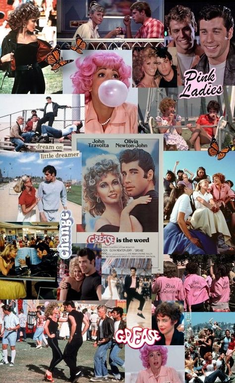 Grease Aesthetic, Pink Ladies Grease, Grease Party, Grease 1978, 50s Aesthetic, Grease Movie, Grease Is The Word, Grease Musical, Movie Collage