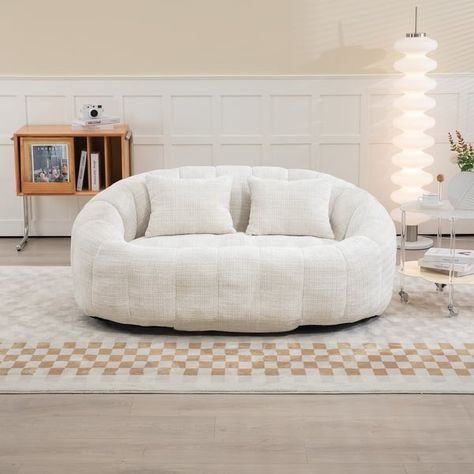 HOMEFUN Chenille Upholstered Durable Comfort Lounger High Back Bean Bag Loveseat Sofa - On Sale - Bed Bath & Beyond - 40681856 Couch For Room, Mountain Formal, Little Sofa, Volleyball Workout, Gaming Sofa, Miami Decor, Fireplace Seating, Burning Sun, Bean Bag Living Room