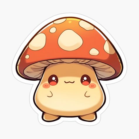 Cute Kawaii Happy Mushroom by CozyKawaiiArt | Redbubble Happy Mushroom, Cute Digital Art, Steven Universe Stickers, Digital Art Software, Easy Things To Draw, Little Mushroom, Mushroom Drawing, Images Kawaii, Things To Draw