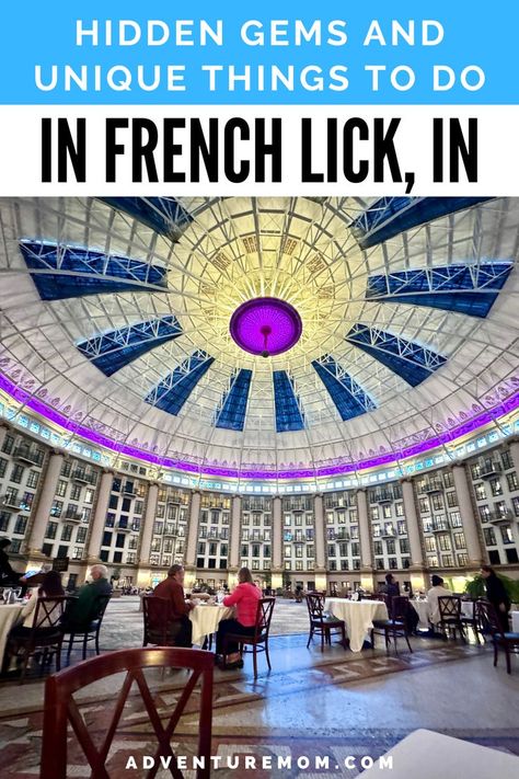 Hidden Gems and Unique Things to Do in French Lick, Indiana. This is an epic family-friendly vacation filled with family fun things to do for all age groups. French Lick, Indiana offers a unique getaway for families and couples alike. From historic downtown to fun walking tours and train shuttle rides this small town in Indiana is the perfect family fun destination. Find fun things to do in French Lick and the best places to stay. French Lick Indiana, Indiana Vacation, French Lick, Adventure Mom, Indiana Travel, Mom Travel, Midwest Travel, Romantic Weekend Getaways, Girls Getaway