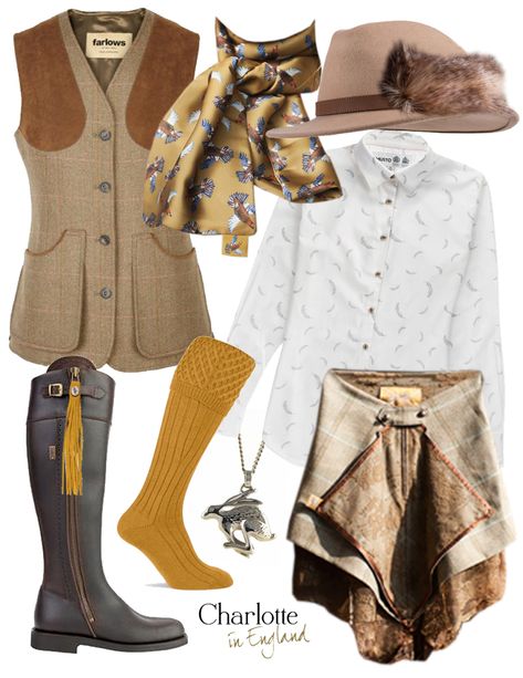 What to Wear: Twelve Glorious Outfits for the Glorious Twelfth Shooting Season (Men & Women) - Charlotte in England Hunting Attire For Women, Bird Hunting Outfits For Women, Hunting Fashion Women, Irish Clothing Women, Women Hunting Outfit, Skeet Shooting Outfit, English Hunting Outfit, English Country Outfits Women, British Country Style Women