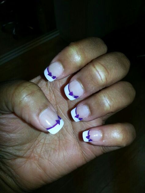 My French tips with Cadbury purple bows Cadbury Purple Nails, Bridesmaid Stuff, Purple Bows, Nail Styles, French Tips, Nail Arts, Purple Nails, Wedding Nails, Nail Design