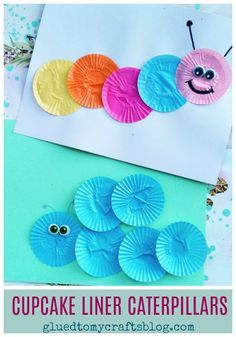 Cupcake Liner Crafts, Caterpillar Craft, Kraf Kertas, Kid Craft, Daycare Crafts, Toddler Art, Cupcake Liners, Spring Activities, Craft For Kids