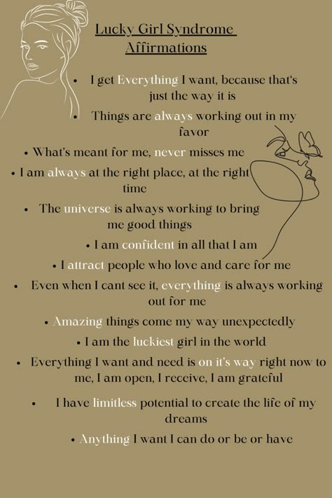 Self Concept Journal, Lucky Vicky Mindset, Luck Girl Syndrome, I Am So Lucky Everything Works For Me, Lucky Syndrome, Im So Lucky Affirmations, Lucky Girl Aesthetic, I Am Lucky Affirmation, Lucky Girl Affirmations