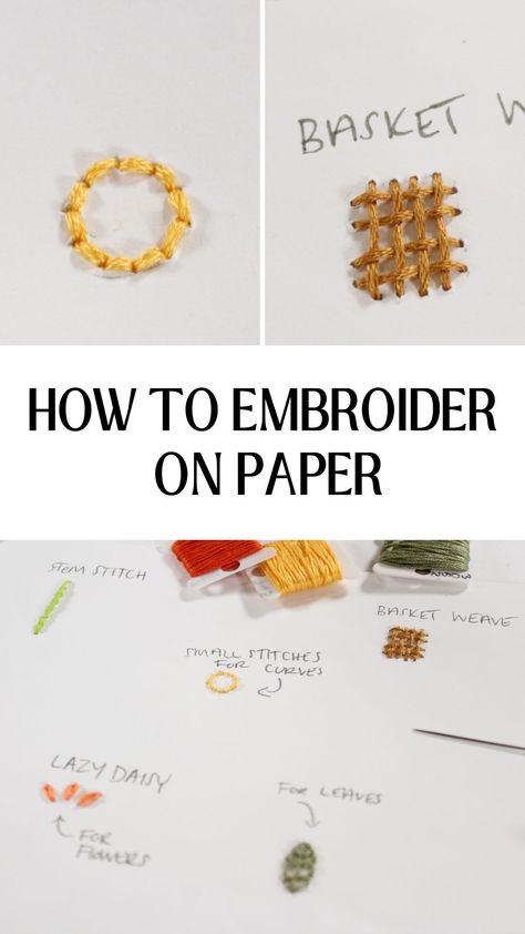 Embroidery on paper may sound somewhat complicated, but it’s surprisingly easy to do! Whether you’re looking to make an embroidered greeting card or you’re just wanting to explore a different material, this tutorial will show you the best methods for how to embroider on paper. Paper Embroidery Tutorial, Embroidered Photography, Embroidered Photo Art, Paper Basket Weaving, Embroidered Cards, Embroidered Paper, Stitching On Paper, Embroidered Photo, Embroidery Cards