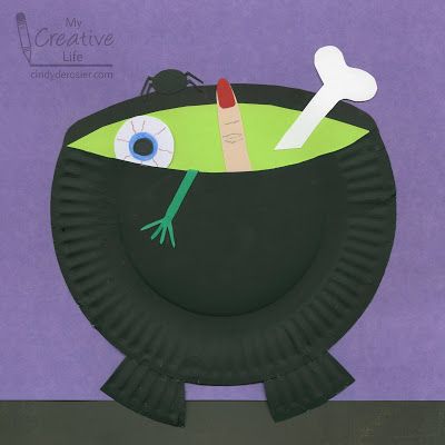 Crafts Using Paper, Cauldron Craft, Classroom Holiday Crafts, Plate Crafts For Kids, Craft For Halloween, New Year's Eve Crafts, Witch's Cauldron, Toddler Craft, Halloween Crafts Preschool