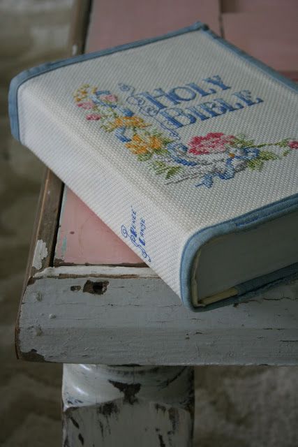 Sunday Scripture, Pretty Cross Stitch, Blue Farmhouse, Bible Cover, Cross Stitch Books, Cross Stitch Finishing, Cross Stitch Bookmarks, Bible Covers, A Cross