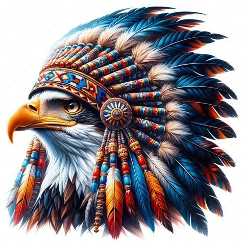 Eagle Clipart, American Flag Wallpaper, Pure White Background, Indian Headdress, Elegant Tattoos, Native American Culture, Art Crafts, Native American Art, Wildlife Art