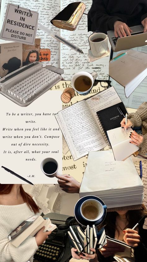 Romance Writer Aesthetic, Author Astethic, Writer Aesthetic Outfit, Author Vision Board, Writer Vision Board, Writer Collage, Novelist Aesthetic, Writer Wallpaper, Writer Vibes