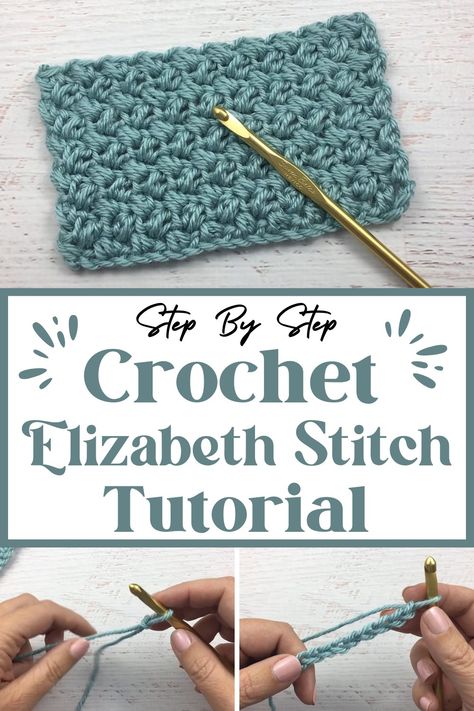 Crochet Elizabeth Stitch Tutorial For Newbies Crochet Cluster Stitch, Half Double Crochet Stitch, Crochet Knit Stitches, Step By Step Crochet, Crochet Business, Stitch Tutorial, Stitch Crochet, Crochet Stitches Tutorial, Crochet Diagram