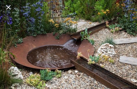 Corten Steel Garden, Backyard Waterfall, Water Fountain For Home, Outdoor Water Features, Garden Water Feature, Pond Water Features, Backyard Water Feature, Waterfalls Backyard, Water Features In The Garden