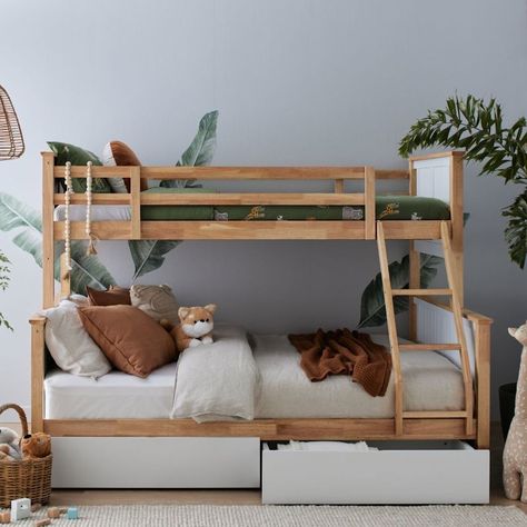 Kids Bedroom Ideas - The Latest Design Trends in Kids Bedroom | The Block Shop King Single Bunk Beds, Caravan Life, Montessori Infant, Bunk Bed With Storage, Single Bunk Bed, Triple Bunk Beds, Underbed Storage Drawers, Double Bunk Beds, Triple Bunk Bed