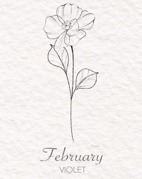 Violet Line Drawing Tattoo, February Iris Flower Tattoo, Violet Simple Tattoo, Tattoo Of A Violet Flower, Violet February Tattoo, Violet Tattoo Drawing, Violet Flower Tattoo Men, Violet Stem Tattoo, Tattoos For February Birth Month