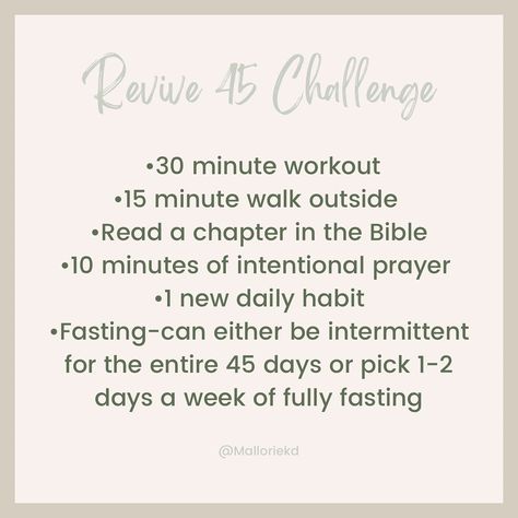 It’s HERE!!! My 45 day challenge for this summer to be better physically and spiritually! Here’s a quick back story, but ultimately I want nothing more than for YOU (and your friends) to join me in this challenge! 🫶🏼 I completed the first 75 hard round Nov ‘23-Jan ‘24. Although I had great results physically and with my mental toughness it wasn’t very enjoyable if I’m being totally honest with myself 🤣 I just completed the next phase and again, had great results physically, but ultimately it... 45 Day Challenge, I Want Nothing, 75 Hard, Hey Friend, There Is Still Time, Summer Challenge, Fly On The Wall, Mental Toughness, Study Scripture