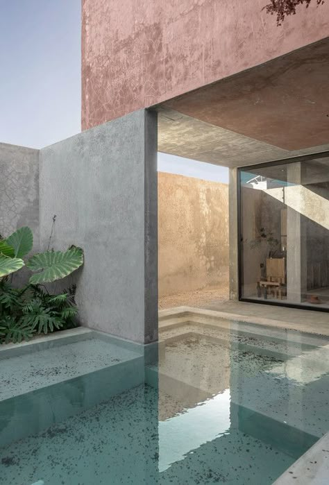 Cement House Design, Corfu House, Cement House, Kelly Behun, Lime Plaster, Houses In Mexico, Lattice Wall, Mexico Design, Concrete House