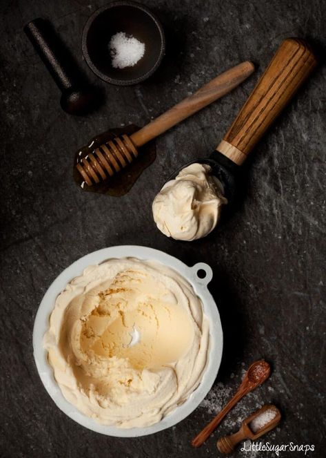 Salted Honey Ice Cream - rich and very creamy. #saltedhoneyicecream #honeyicecream #saltedhoneyrecipe #saltedhoney #salthoneyicecream Ice Cream Salt, Honey Ice Cream, Aesthetic Health, Tattoo Health, Ice Cream Maker Recipes, Homemade Ice Cream Recipes, Sorbet Recipes, Bee Tattoo, Honey Recipes