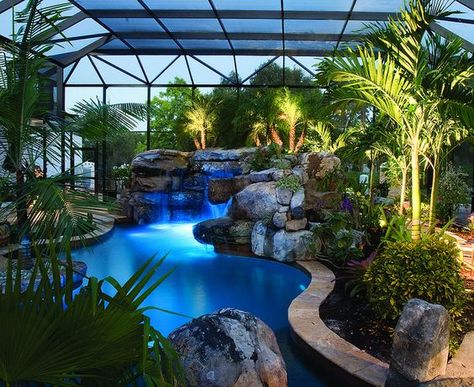 Indoor lagoon pool... fkn awesome!! | Heavenly : Pools & Spas ... Insane Pools, Indoor Swimming Pool Design, Indoor Pool Design, Piscina Interior, Indoor Pools, Lagoon Pool, Indoor Swimming Pool, Dream Mansion, Luxury Pools