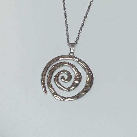 * Spiral Necklace, Spiral large charm/Swirl Necklace, Beautiful Handmade Spiral charm With Waxed Cord, Anniversary/Valentine/Birthday gift, Gift for Her * Size:  Necklace: 45cm and 2mm thickness  Pendant: 4.2cm * Material: Stainless steel  * Sprial more designs are available. Buy any 3 or more items and get 10% Discount  * Please Note: The Buyer is responsible for any return postage costs * Items are posted by Royal Mail ( Free Shipping ) * All Artificial Jewellery is suggested to be kept out of Cool Jewelry Necklaces, Swirly Jewelry, Spiral Clothes, Swirl Necklace, Spiral Jewelry, Jewelry Making Classes, Spiral Necklace, Artificial Jewellery, Round Pendant Necklace