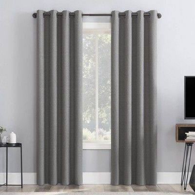 84"x50" Channing Grid Texture Draft Shield Fleece Insulated 100% Blackout Grommet Curtain Panel Coal Gray - Sun Zero : Target Sterling Gray, Grid Texture, Sterling Grey, Sun Zero, Grommet Panels, Grey Curtains, Energy Efficient Design, Thermal Curtains, Colorful Curtains