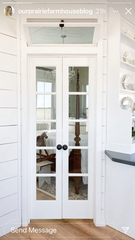 French Doors To Office, Diy French Doors, Narrow French Doors, French Doors With Transom, Small French Doors, Single French Door, White French Doors, Prairie Farmhouse, Internal French Doors