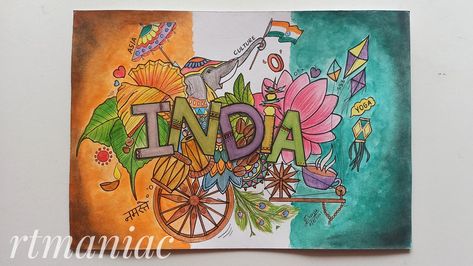 Independence Day Special Drawing Independence Day Doodle Art, India Doodle Art, Independence Day Doodle, India Doodle, Poster On Independence Day, Drawing In Circle, Art Competition Ideas, Patriotic Posters, Elephant Sketch