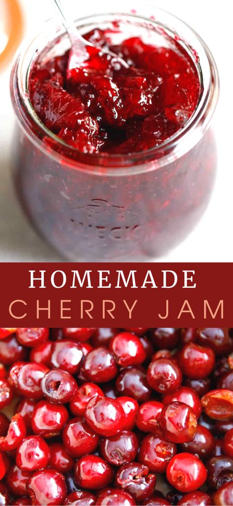 Jam And Jelly Recipes, Sweet Cherry Jam, Cherry Jelly Recipes, Homemade Cherry Jam, Cherry Jam Recipe, Cherry Smoothie Recipes, Fresh Cherry Recipes, Fruit Jam Recipes, Cherry Jam Recipes