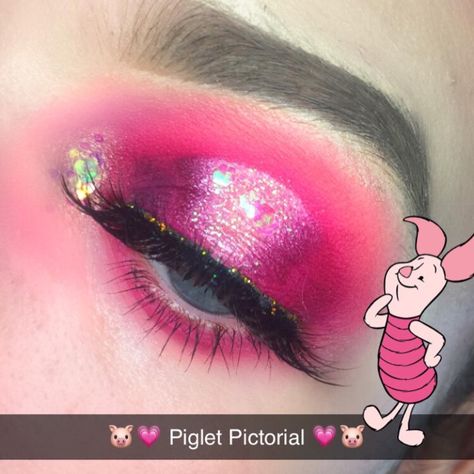 🐷💗 Piglet 🐷💗 . . Part #8 of my @disney series! I’m kinda obsessed with this! I have no idea how I got pink eyeshadow all over my inner… Piglet Makeup Winnie The Pooh, Piglet Makeup, Piglet Halloween, Piglet Halloween Costume, Piglet Costume, Winnie The Pooh Costume, Cute Piglets, Cute Eye Makeup, Acrylic Toe Nails