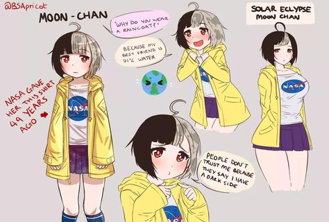 Moon-chan is here by BSApricot | Earth-chan | Know Your Meme Earth Chan, Earth Memes, Human Version, Accel World, Anime Galaxy, Anime Version, Disney Cartoons, An Anime, Anime Comics