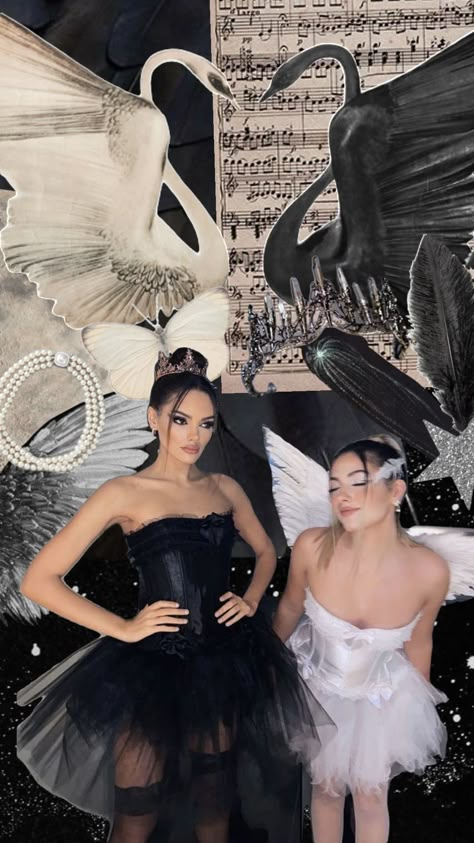 Black Swan Costume Halloween, Swan Lake Costumes, Black And White Costume, Aesthetic Ballet, White Halloween Costumes, Black Swan Costume, Halloween Duos, Classy Halloween Costumes, Duo Costumes