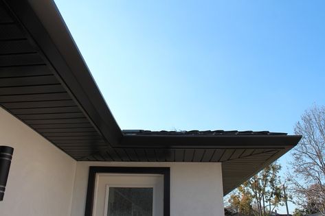 Soffits, Fascia, and Angle Face Gutters in Dark Bronze Aluminum. Long Beach - Contemporary - Exterior - Los Angeles - by A Plus Gutter Systems | Houzz Monument Roof, Los Angeles Landscape, Contemporary House Exterior, Contemporary Exterior, Traditional Exterior, Mountain Retreat, Stone Design, Landscape Architect, A Plus