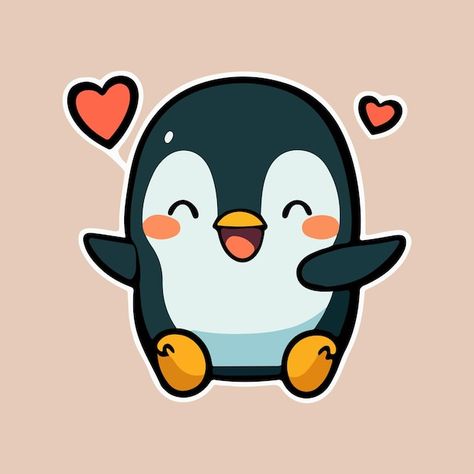 Un pingüino de dibujos animados con cora... | Premium Vector #Freepik #vector #kawaii #animales-kawaii #chibi #pinguino Neat Gift Ideas, Sticker Design Inspiration, Penguin Love, 3d Painting, Kawaii Chibi, Art Videos, Premium Vector, Penguins, Sticker Design