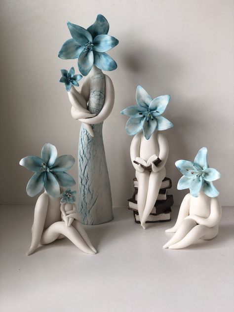 Woman Clay Sculpture, Flower Clay Sculpture Easy, Clay Sculpture Of Women, Ceramic Woman Vase, Surrealism Sculpture, Ceramic Flowers Sculptures & Statues, Sculpture Art Clay, Flower Sculptures, Pottery Crafts