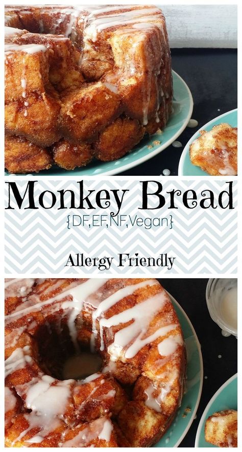 Vegan Monkey Bread, Gluten Free Monkey Bread, Homemade Monkey Bread, Nut Free Desserts, The Egg Diet, Sweet Bread Rolls, Dairy Free Baking, Nut Free Recipes, Egg Free Recipes