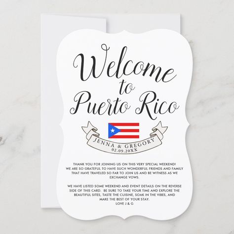 Welcome to Puerto Rico| Destination Wedding Favor Invitation Puerto Rican Wedding Favors, Puerto Rico Party, Puerto Rican Wedding, Wedding In Puerto Rico, Destination Wedding Favors, Wedding Anniversary Invitations, 2022 Wedding, Anniversary Invitations, Beautiful Sites