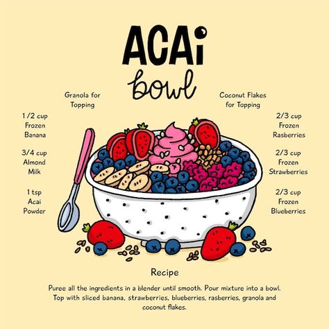 Acai Recipes, Smoothie Bowls Recipe Easy, Acai Bowl Recipe, Smoothie Bowl Recipe Healthy, Bowl Recipes Easy, Acai Bowls Recipe, Açaí Bowls, Bbq Summer, Fruit Smoothie Recipes Healthy