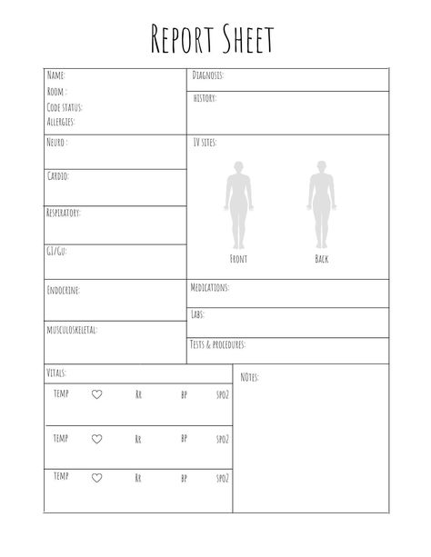 Nursing | Report Sheet | Assessments | Printa Nursing Shift Report Sheet, Patient Chart Template, Nursing Assessment Template, Report Sheets For Nurses Templates, Er Report Sheet, Nursing Time Management Sheet, Report Sheets For Nurses, Nurse Report Sheet Templates, Nursing Report Sheet Templates