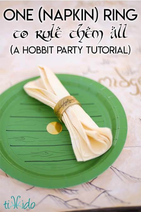 How to Make One (Napkin) Ring to Rule Them All Lord Of The Rings Birthday, Lotr Birthday, Library Tables, Lotr Party, Hobbit Wedding, Hobbit Food, Earth Wedding, Nerdy Decor, Lotr Trilogy