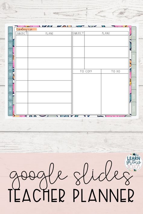 This floral digital teacher planner is created for use in Google Slides. It includes multiple templates to accommodate however you do your lesson plans. There are various weekly and daily planning templates, over 100 digital stickers & this teacher planner is also printable. Upon purchase, it will be added automatically added to your Google Drive for easy use! Free Teacher Planner Template, Mom Planner Printables Free, Teacher Planning Binder, Teaching Planner, Digital Planner Ideas, Teacher Planner Templates, Digital Lesson Plans, Project Planner Printable, Planner Writing