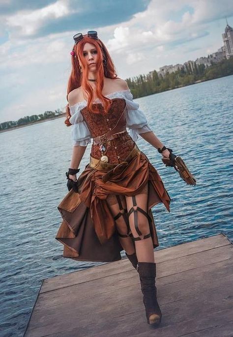 Steampunk Mode, Ren Faire Outfits, Steampunk Couture, Steampunk Pirate, Pirate Outfit, Steampunk Dress, Fair Outfits, Steampunk Women, Steampunk Costume