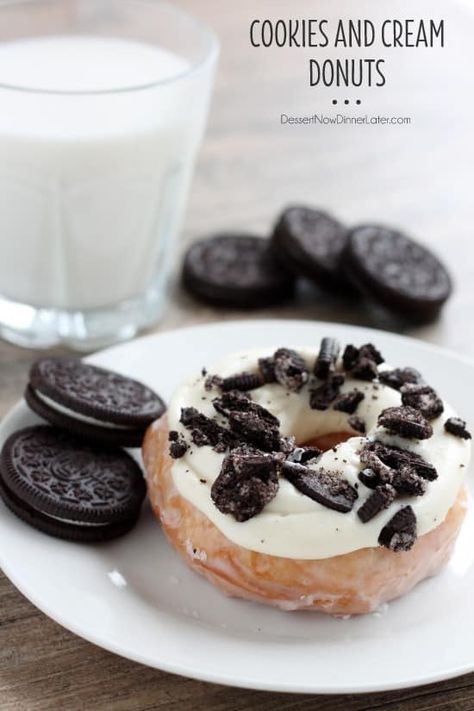 Homemade Doughnut Recipe, Cream Donut, Homemade Doughnuts, Donut Dessert, Oreo Recipes, Baked Cookies, Gourmet Cookies, Homemade Donuts, Doughnut Recipe