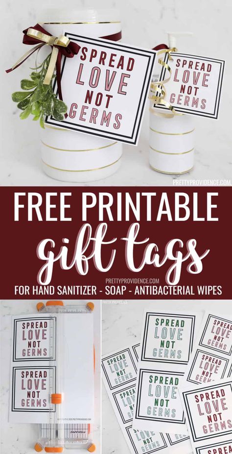 Giving hand soap, hand sanitizer or antibacterial wipes as a gift? Add our 'Spread Love, Not Germs' free printable gift tags! #neighborgift #teachergift #coworkergift #giftidea #freeprintablegifttags #gifttags #spreadlovenotgerms #soapgift #handsanitizergift #giftideas #wewashyouamerrychristmas #gift #christmasgift #holidaygift Spread Love Not Germs, Hand Soap Gift, Hand Sanitizer Gift, Valentine Soap, New Mom Gifts, Antibacterial Wipes, Neighbor Christmas Gifts, Popcorn Gift, Valentines Gift Tags