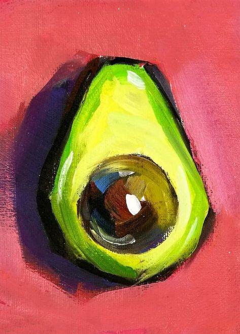 🥑 Elevate your kitchen decor with this original oil painting! 🎨 Embrace the beauty of an avocado with a touch of impressionism by artist Zhanna Kan. Perfect for foodies and art lovers alike. #KitchenArt #AvocadoLove #Impressionism #ArtDecor 🖼️✨ Simple Food Art, Food Art Painting Watercolour, Food Painting Ideas, Acrylic Painting Vegetables, Painting Of Food, Still Life Avocado, Avocado Oil Pastel Drawing, Fun Still Life, Oil Painting Vegetables