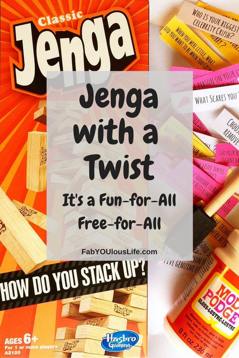 Jenga with a Twist Drunken Jenga, Jenga With A Twist, Diy Drinking Games, Adult Game Night Party, Jenga Drinking Game, Fun Icebreaker Games, Jenga Game, Jenga Blocks, Reunion Games