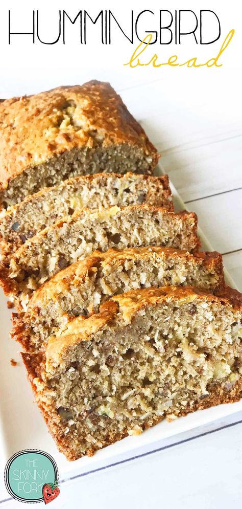 Cake No Frosting, Hummingbird Bread Recipe, Traditional Hummingbird, Hummingbird Bread, Hummingbird Cake, Filling Snacks, Muffin Bread, Cinnamon Banana, Unsweetened Coconut