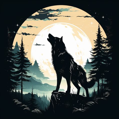 Wolf Howling Drawing, Howling Wolf Tattoo, Cool Colorful Backgrounds, Spirit Wolf, Wolf Dogs, Midnight Moon, Scary Wallpaper, Wolf Tattoo Design, Wolf Spirit Animal