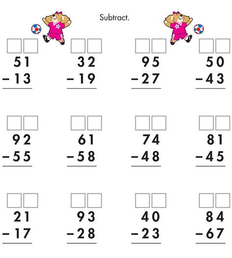 Double Digit Subtraction With Regrouping, Math Activities For Preschoolers, Subtraction With Regrouping, Math Subtraction, Math Sheets, Worksheet For Kids, 1st Grade Math Worksheets, Activities For Preschoolers, Math Tutor