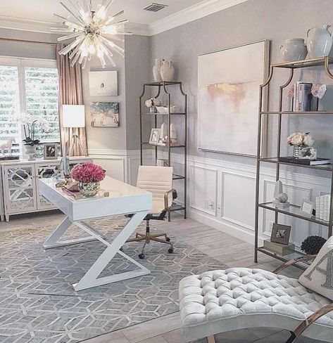 Contemporary Home Office, Office Chic, Glam Room, Workspace Design, Chic Office, Home Office Space, Natural Home Decor, Cool Ideas, Office Spaces