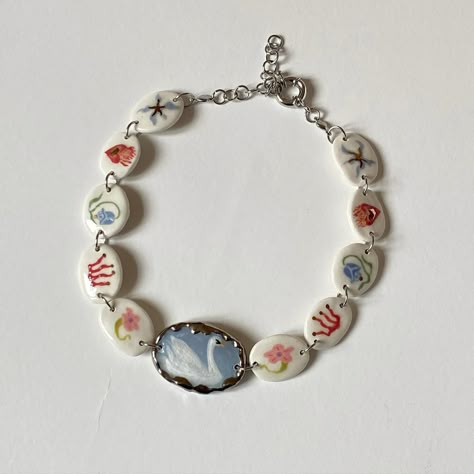 The Emma Series (@theemmaseries) • Instagram photos and videos Diy Clay Bracelets, Ceramic Charms Handmade, Air Dry Clay Jwellary, Ceramic Bracelet, Porcelain Charms, Clay Jewellery, Clay Bracelets, Ceramic Necklace Jewellery, Ceramic Charm Necklace